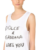 Jersey tank top with Dolce&Gabbana loves you lettering - | Dolce & Gabbana