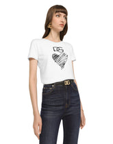 Jersey T-shirt with DG and heart print - | Dolce & Gabbana