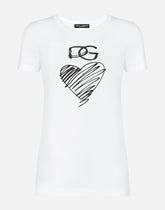 Jersey T-shirt with DG and heart print - | Dolce & Gabbana