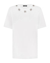Jersey T-shirt with crystal DG embellishment - | Dolce & Gabbana