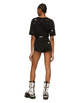 Jersey T-shirt with DG logo print with rhinestones - | Dolce & Gabbana