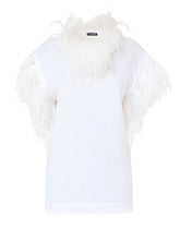 Jersey T-shirt with feathers - | Dolce & Gabbana