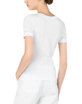 Jersey T-shirt with DG openwork embroidery - | Dolce & Gabbana