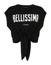 Jersey tank top with “Bellissima” print and knot detail - | Dolce & Gabbana