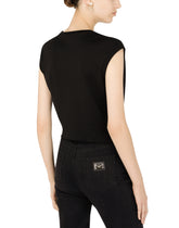 Jersey tank top with “Bellissima” print and knot detail - | Dolce & Gabbana