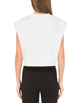 Cropped jersey T-shirt with DG print - | Dolce & Gabbana