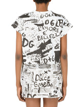 Cropped jersey T-shirt with DG graffiti print - | Dolce & Gabbana