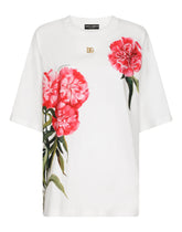 Jersey T-shirt with carnation patch - | Dolce & Gabbana