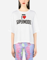 Jersey T-shirt with I love super model print - | Dolce & Gabbana