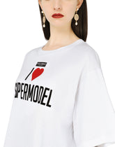 Jersey T-shirt with I love super model print - | Dolce & Gabbana