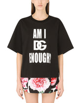 Jersey T-shirt with am I DG enough? print - | Dolce & Gabbana