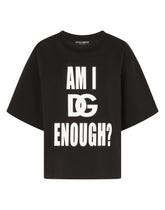 Jersey T-shirt with am I DG enough? print - | Dolce & Gabbana