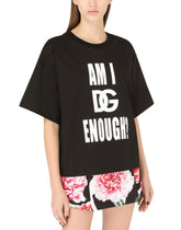 Jersey T-shirt with am I DG enough? print - | Dolce & Gabbana