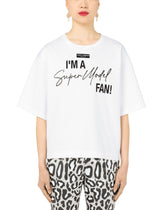 Jersey T-shirt with I'm a super model fan print - | Dolce & Gabbana