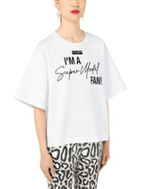 Jersey T-shirt with I'm a super model fan print - | Dolce & Gabbana
