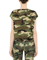 Cropped camouflage-print jersey T-shirt - | Dolce & Gabbana