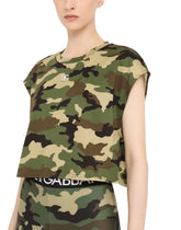 Cropped camouflage-print jersey T-shirt - | Dolce & Gabbana