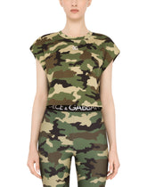 Cropped camouflage-print jersey T-shirt - | Dolce & Gabbana