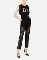 Interlock tank top with crystal DG embellishment - | Dolce & Gabbana