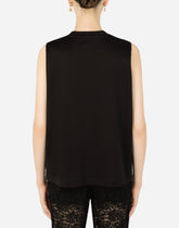Interlock tank top with crystal DG embellishment - | Dolce & Gabbana