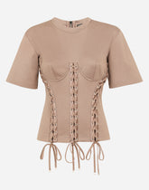Corset T-shirt with laces and eyelets - | Dolce & Gabbana