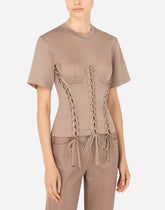 Corset T-shirt with laces and eyelets - | Dolce & Gabbana