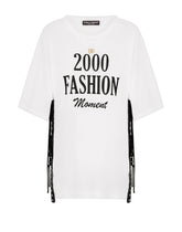 Jersey T-shirt with lacing and 2000 fashion print - | Dolce & Gabbana