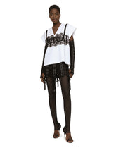 Jersey T-shirt with lace bustier detail - | Dolce & Gabbana