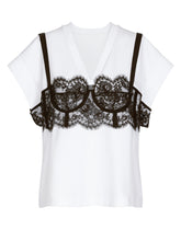 Jersey T-shirt with lace bustier detail - | Dolce & Gabbana