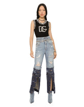 Jersey tank top with rhinestone details - | Dolce & Gabbana