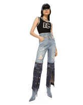 Jersey tank top with rhinestone details - | Dolce & Gabbana