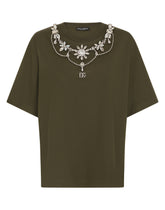 Jersey T-shirt with necklace embellishment - | Dolce & Gabbana