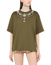 Jersey T-shirt with necklace embellishment - | Dolce & Gabbana