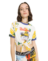 Jersey T-shirt with knot detail - | Dolce & Gabbana