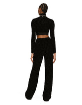 Long-sleeved jersey jacquard top with DG logo - | Dolce & Gabbana