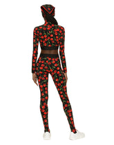 Cherry-print technical jersey turtle-neck top with branded elastic - | Dolce & Gabbana