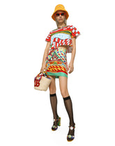 Cropped Carretto-print jersey T-shirt - | Dolce & Gabbana