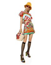 Cropped Carretto-print jersey T-shirt - | Dolce & Gabbana