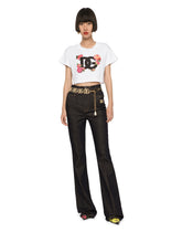 Cropped jersey T-shirt with DG logo patch - | Dolce & Gabbana