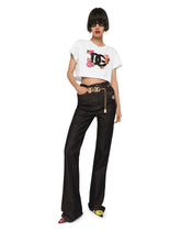 Cropped jersey T-shirt with DG logo patch - | Dolce & Gabbana
