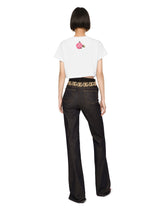 Cropped jersey T-shirt with DG logo patch - | Dolce & Gabbana