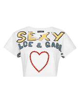 Cropped jersey T-shirt with Dolce&Gabbana lettering - | Dolce & Gabbana