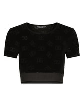 Flocked jersey T-shirt with all-over DG logo - | Dolce & Gabbana