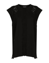 Jersey T-shirt with lace inserts - | Dolce & Gabbana