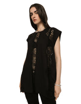 Jersey T-shirt with lace inserts - | Dolce & Gabbana