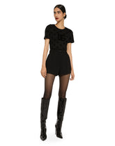 Jersey T-shirt with all-over flocked DG logo - | Dolce & Gabbana