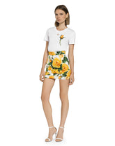 Jersey T-shirt with DG logo and yellow rose-embroidered patch - | Dolce & Gabbana
