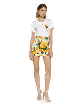 Jersey T-shirt with DG logo and yellow rose-embroidered patch - | Dolce & Gabbana