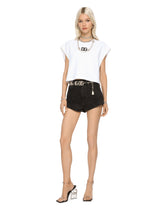 Cropped jersey T-shirt with DG logo patch - | Dolce & Gabbana