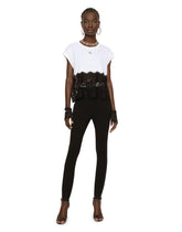 Jersey T-shirt with DG logo and lace details - | Dolce & Gabbana